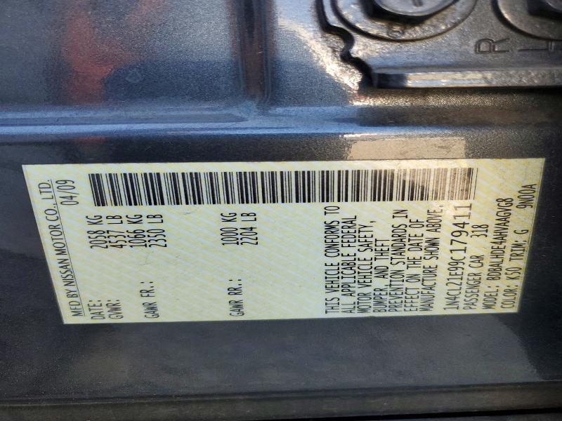 2009 Nissan Altima მანქანა იყიდება აუქციონზე, vin: 1N4CL21E99C179411, აუქციონის ნომერი: 65678406