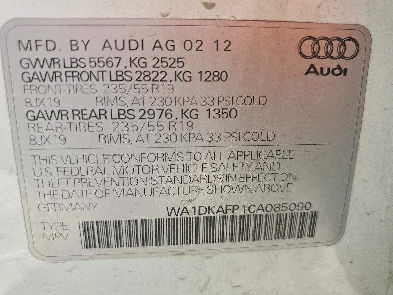 Aukcja sprzedaży 2012 Audi Q5, vin: WA1DKAFP1CA085090, numer aukcji: 66138686