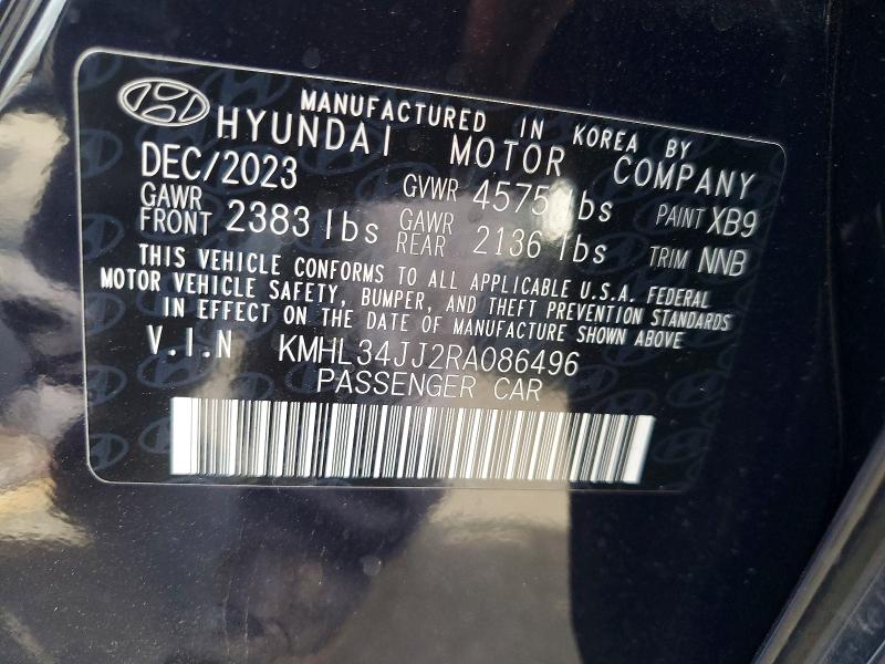 2024 Hyundai Sonata Hybrid მანქანა იყიდება აუქციონზე, vin: KMHL34JJ2RA086496, აუქციონის ნომერი: 65373436