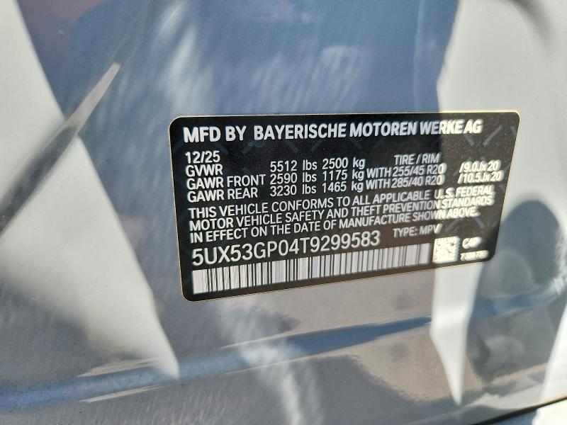 Aukcja sprzedaży 2026 Bmw X3, vin: 5UX53GP04T9299583, numer aukcji: 65640936
