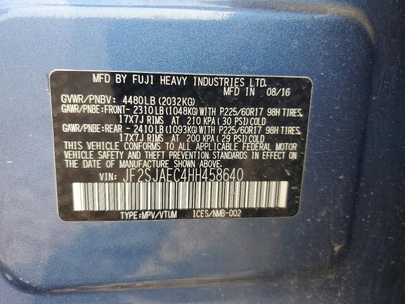 64099306 :رقم المزاد ، JF2SJAEC4HH458640 vin ، 2017 Subaru Forester مزاد بيع