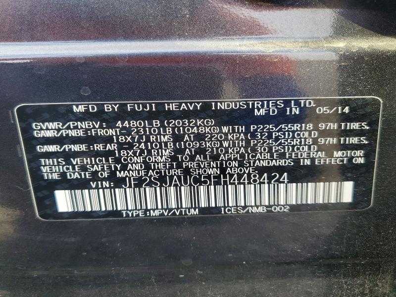 Aukcja sprzedaży 2015 Subaru Forester, vin: JF2SJAUC5FH448424, numer aukcji: 66824616