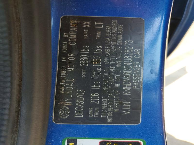 Aukcja sprzedaży 2004 Hyundai Elantra, vin: KMHDN46D04U828273, numer aukcji: 64925656