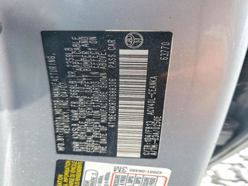 2007 Toyota Camry მანქანა იყიდება აუქციონზე, vin: 4T1BE46K87U688306, აუქციონის ნომერი: 64739656