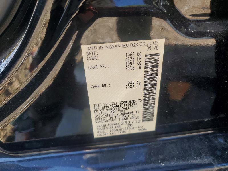 61152606 :رقم المزاد ، 1N4BL4DV4LC281712 vin ، 2020 Nissan Altima مزاد بيع