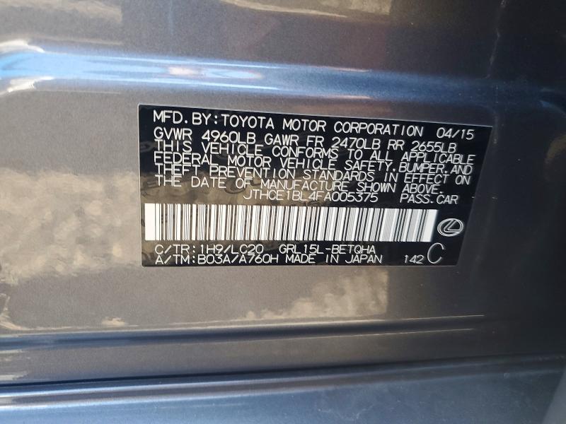 64595206 :رقم المزاد ، JTHCE1BL4FA005375 vin ، 2015 Lexus Gs مزاد بيع