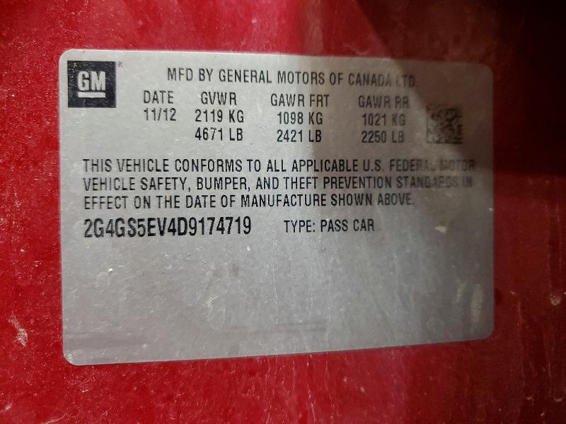 65036376 :رقم المزاد ، 2G4GS5EV4D9174719 vin ، 2013 Buick Regal مزاد بيع