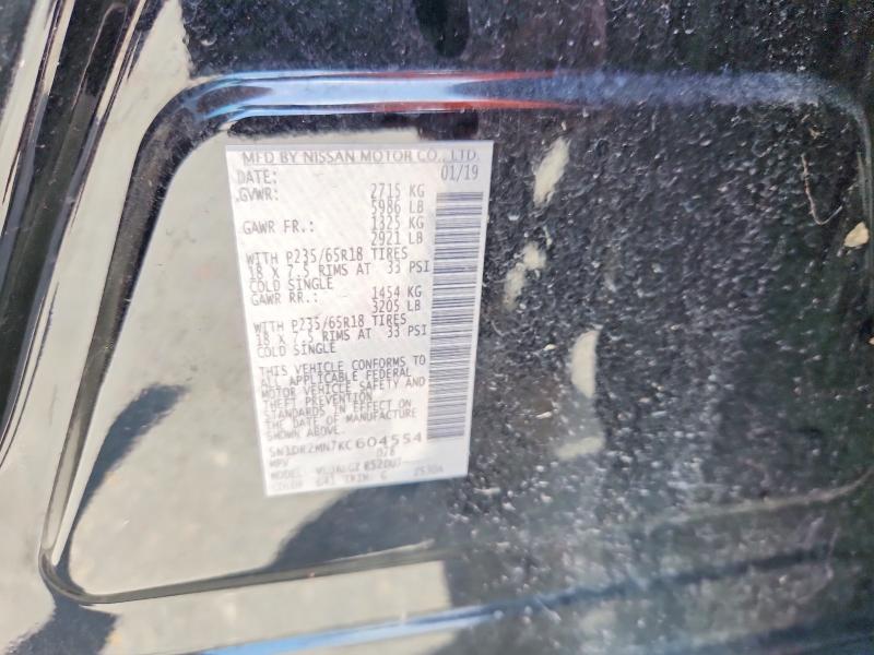Aukcja sprzedaży 2019 Nissan Pathfinder, vin: 5N1DR2MN7KC604554, numer aukcji: 65464036