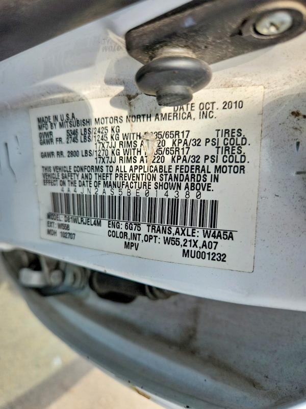 63906646 :رقم المزاد ، 4A4JN2AS5BE014380 vin ، 2011 Mitsubishi Endeavor مزاد بيع