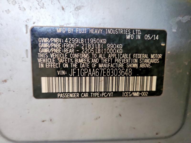 Продажа на аукционе авто 2014 Subaru Impreza, vin: JF1GPAA67E8303648, номер лота: 64126446