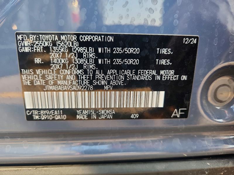 Aukcja sprzedaży 2025 Subaru Solterra, vin: JTMABABA9SA092278, numer aukcji: 64572056