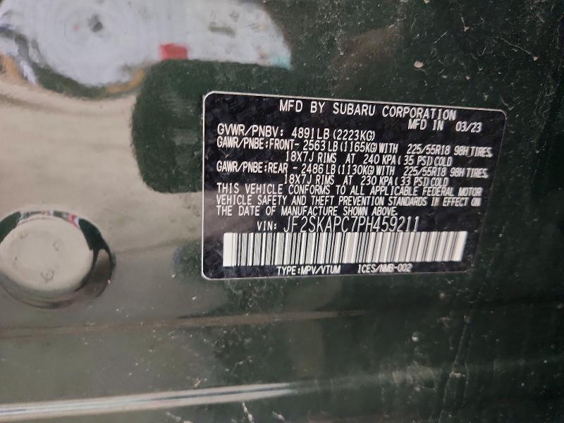 65735916 :رقم المزاد ، JF2SKAPC7PH459211 vin ، 2023 Subaru Forester مزاد بيع