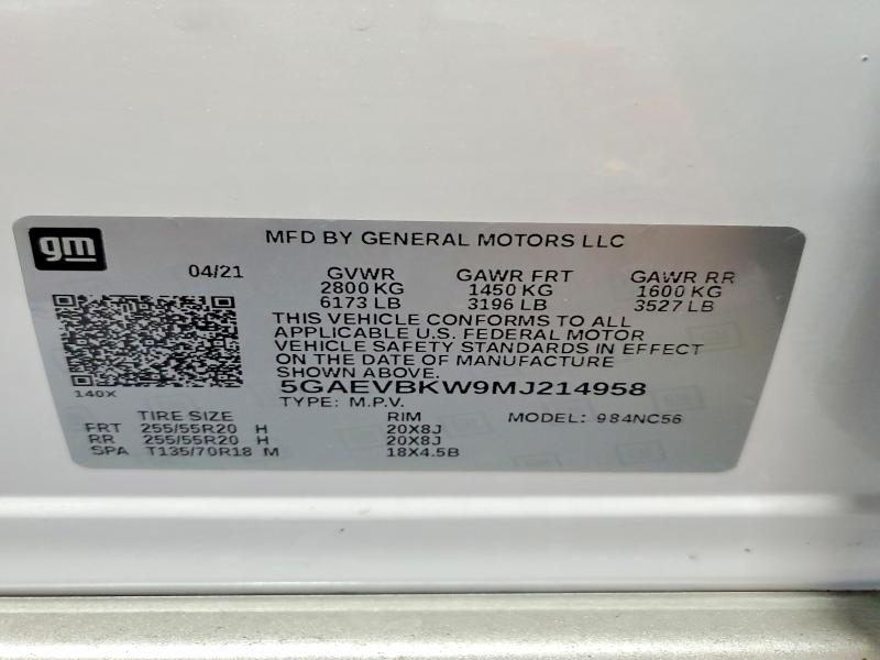 Продаж на аукціоні авто 2021 Buick Enclave, vin: 5GAEVBKW9MJ214958, номер лоту: 64002286