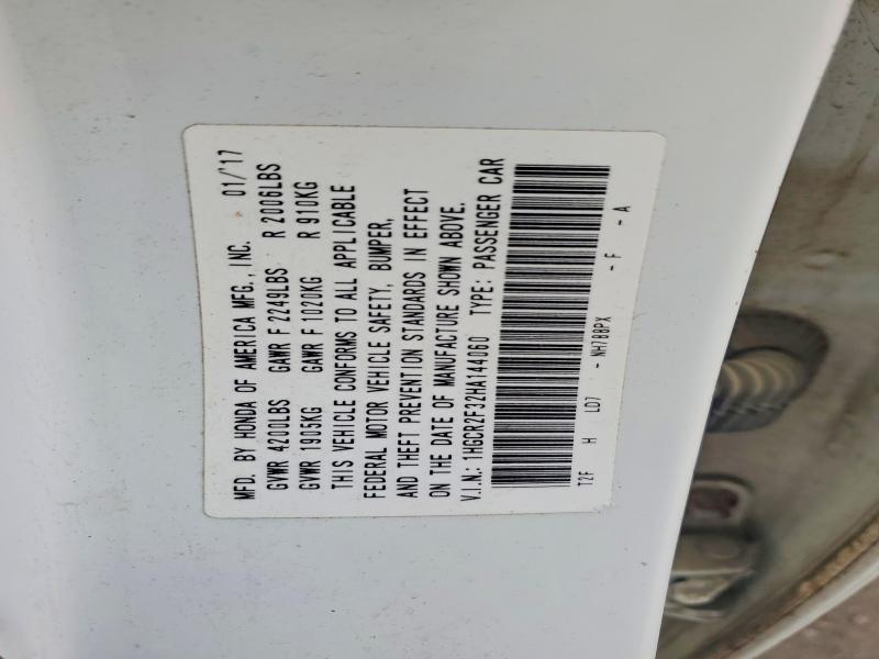 Aukcja sprzedaży 2017 Honda Accord, vin: 1HGCR2F32HA144060, numer aukcji: 64808076