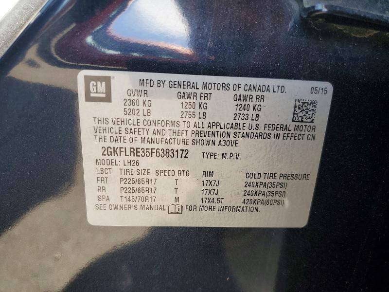 Aukcja sprzedaży 2015 Gmc Terrain, vin: 2GKFLRE35F6383172, numer aukcji: 65819176