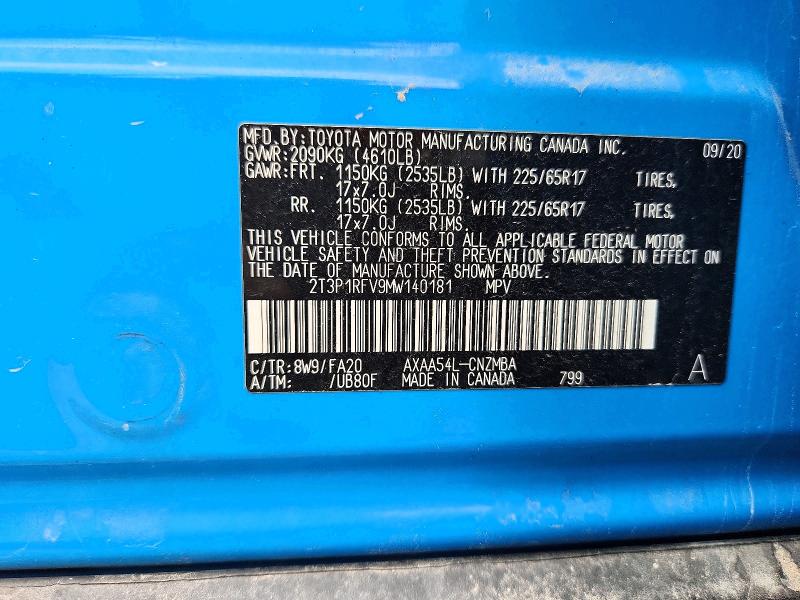 Aukcja sprzedaży 2021 Toyota Rav4, vin: 2T3P1RFV9MW140181, numer aukcji: 64962426