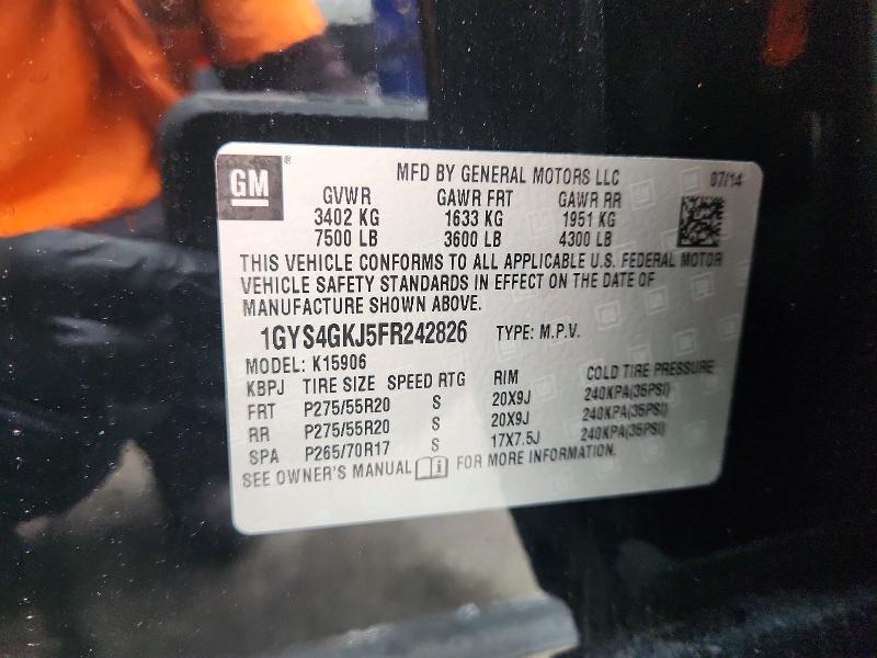 65231696 :رقم المزاد ، 1GYS4GKJ5FR242826 vin ، 2015 Cadillac Escalade مزاد بيع