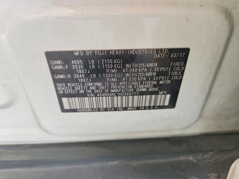 Aukcja sprzedaży 2017 Subaru Outback, vin: 4S4BSANC1H3368771, numer aukcji: 66593556