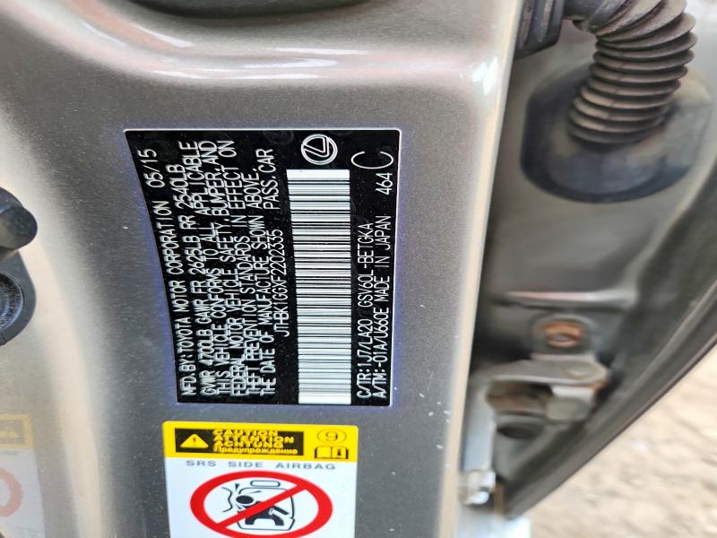 64772596 :رقم المزاد ، JTHBK1GGXF2202335 vin ، 2015 Lexus Es مزاد بيع