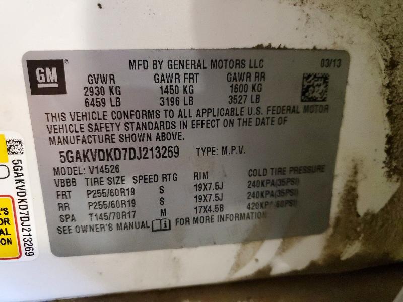 Aukcja sprzedaży 2013 Buick Enclave, vin: 5GAKVDKD7DJ213269, numer aukcji: 63668026