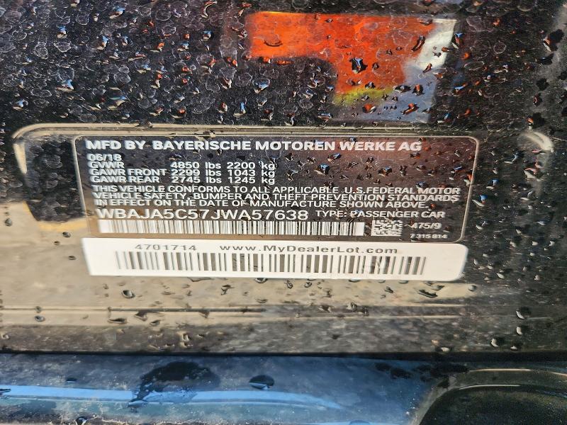 Продаж на аукціоні авто 2018 Bmw 530, vin: WBAJA5C57JWA57638, номер лоту: 62966456