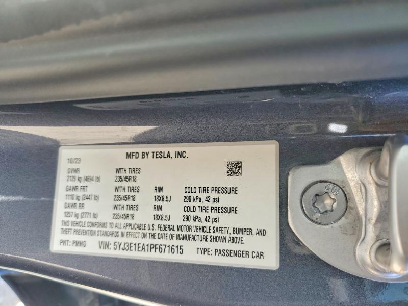 Aukcja sprzedaży 2023 Tesla Model 3, vin: 5YJ3E1EA1PF671615, numer aukcji: 65846086