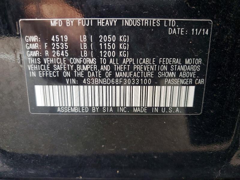 2015 Subaru Legacy მანქანა იყიდება აუქციონზე, vin: 4S3BNBD68F3033100, აუქციონის ნომერი: 64655716