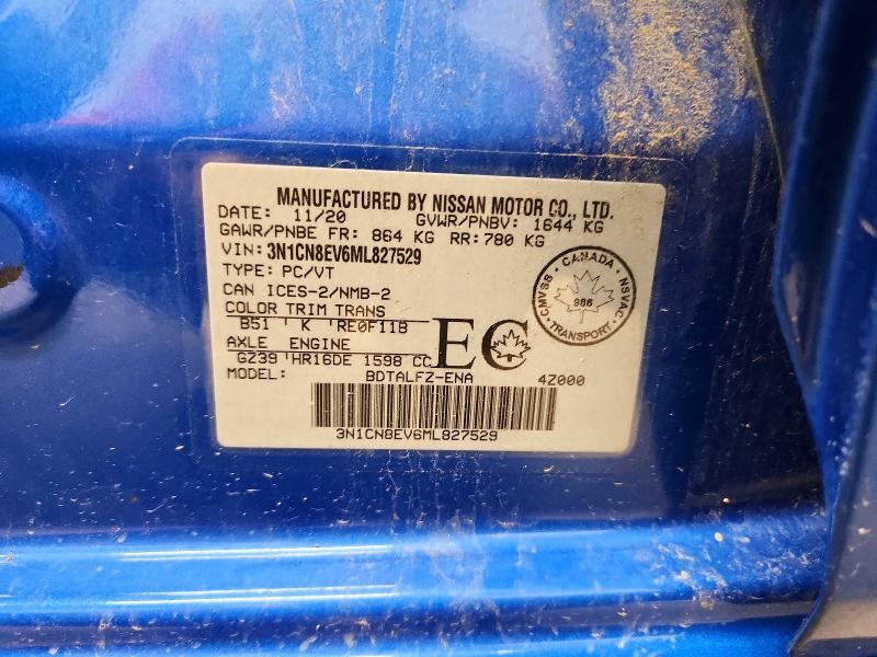 66014786 :رقم المزاد ، 3N1CN8EV6ML827529 vin ، 2021 Nissan Versa مزاد بيع