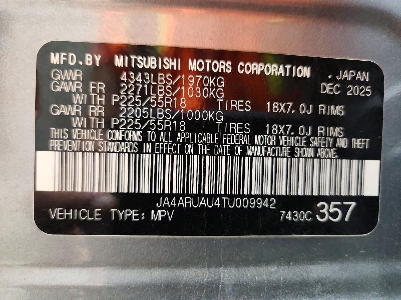 2026 Mitsubishi Outlander Sport მანქანა იყიდება აუქციონზე, vin: JA4ARUAU4TU009942, აუქციონის ნომერი: 64078506