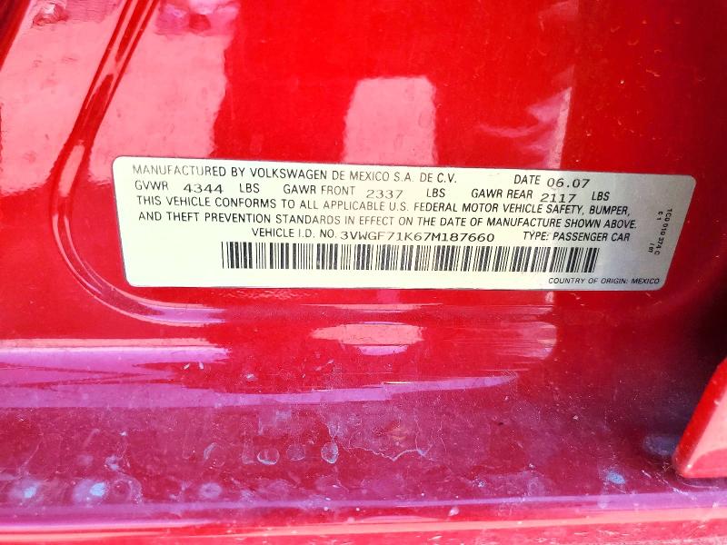 Продаж на аукціоні авто 2007 Volkswagen Jetta, vin: 3VWGF71K67M187660, номер лоту: 66631046