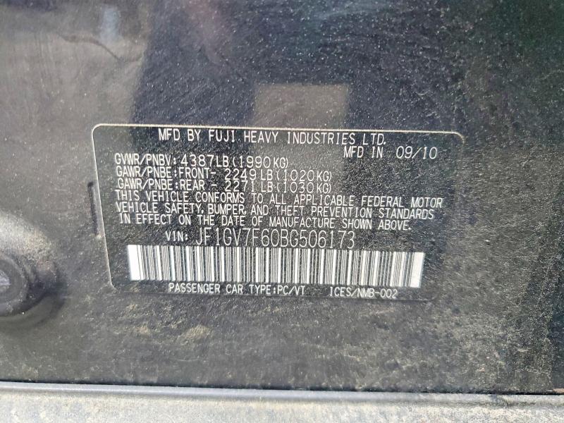 63898266 :رقم المزاد ، JF1GV7F60BG506173 vin ، 2011 Subaru Impreza مزاد بيع