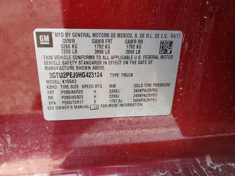 Продажа на аукционе авто 2017 Gmc Sierra, vin: 3GTU2PEJ9HG423124, номер лота: 64500136