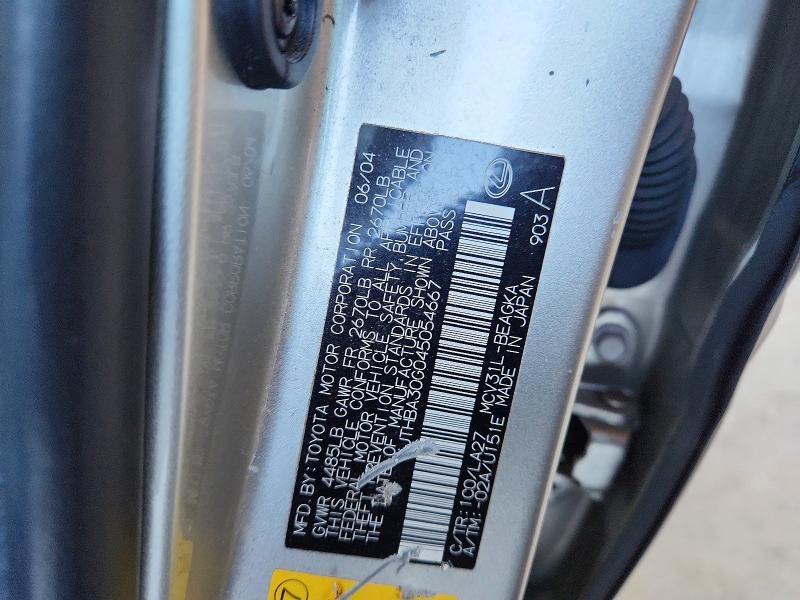 Aukcja sprzedaży 2004 Lexus Es, vin: JTHBA30G045054667, numer aukcji: 63876936