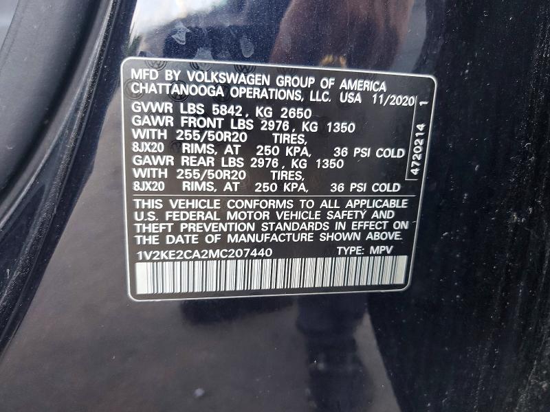 64268116 :رقم المزاد ، 1V2KE2CA2MC207440 vin ، 2021 Volkswagen Atlas Cross Sport مزاد بيع