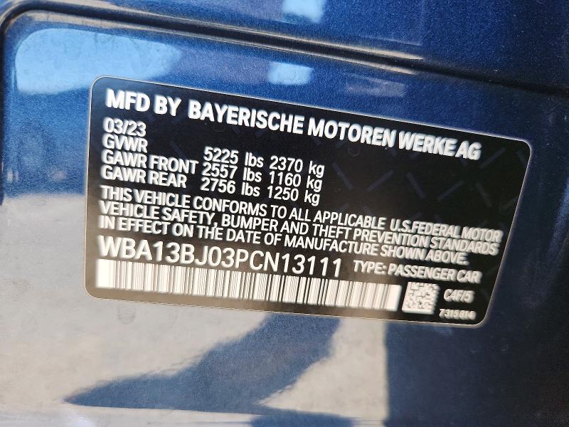 Aukcja sprzedaży 2023 Bmw 530, vin: WBA13BJ03PCN13111, numer aukcji: 65506796