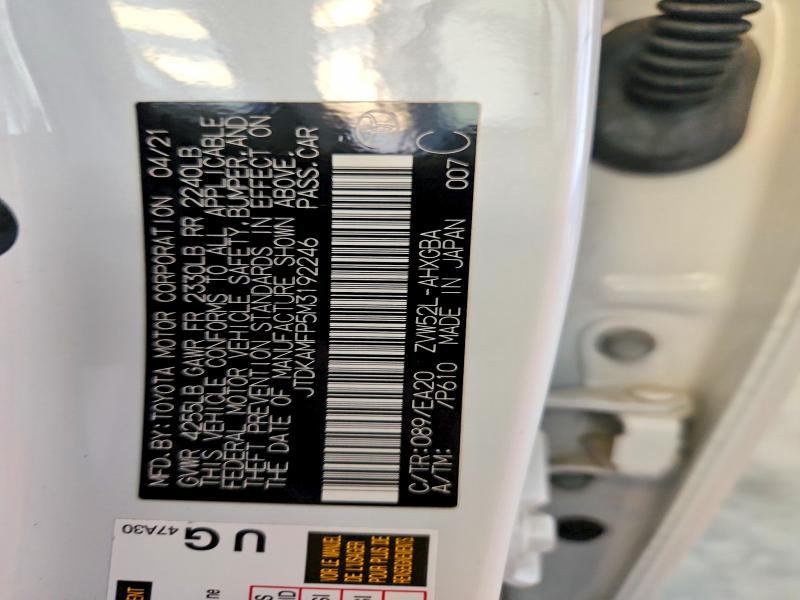 2021 Toyota Prius Prime მანქანა იყიდება აუქციონზე, vin: JTDKAMFP5M3192246, აუქციონის ნომერი: 64112346