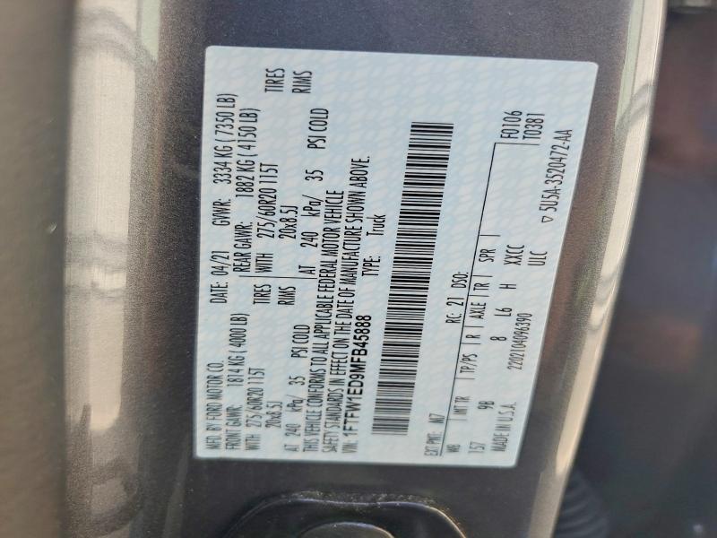 Aukcja sprzedaży 2021 Ford F150, vin: 1FTFW1ED9MFB45888, numer aukcji: 65681116