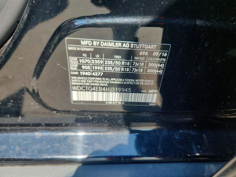 Aukcja sprzedaży 2017 Mercedes-benz Gla, vin: WDCTG4EB4HJ319945, numer aukcji: 63613336