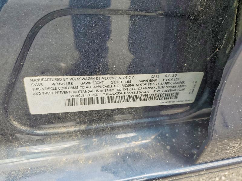 Продажа на аукционе авто 2010 Volkswagen Jetta, vin: 3VWAX7AJ2AM126646, номер лота: 66559416