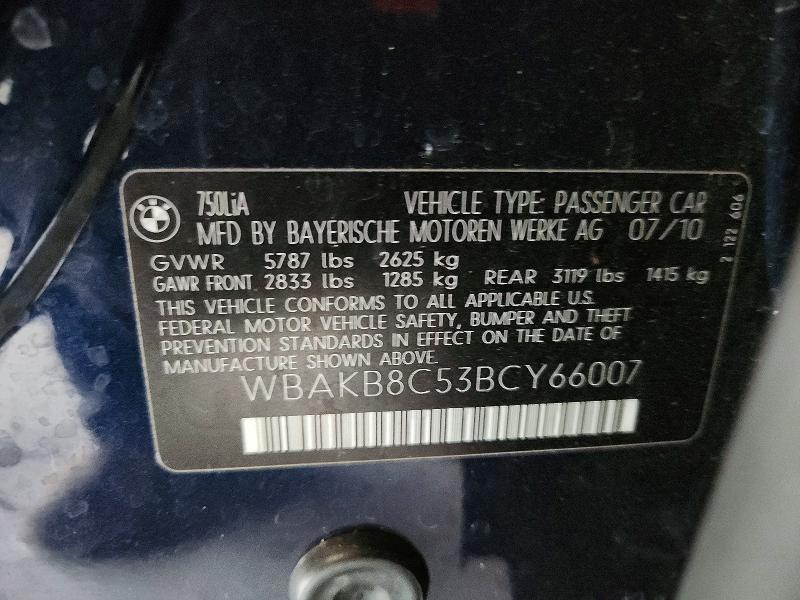 Aukcja sprzedaży 2011 Bmw 750, vin: WBAKB8C53BCY66007, numer aukcji: 66945946