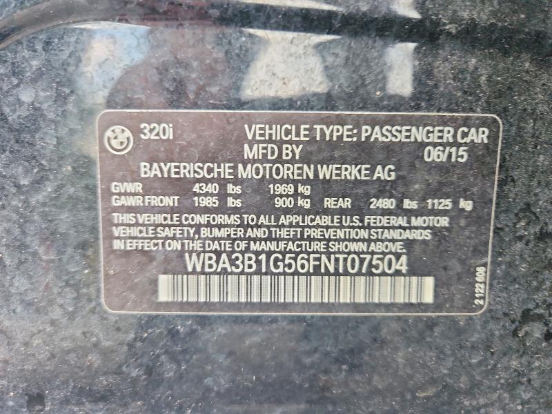 Aukcja sprzedaży 2015 Bmw 320, vin: WBA3B1G56FNT07504, numer aukcji: 64803576