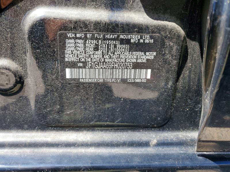 2015 Subaru Impreza მანქანა იყიდება აუქციონზე, vin: JF1GJAA69FH020753, აუქციონის ნომერი: 63213066