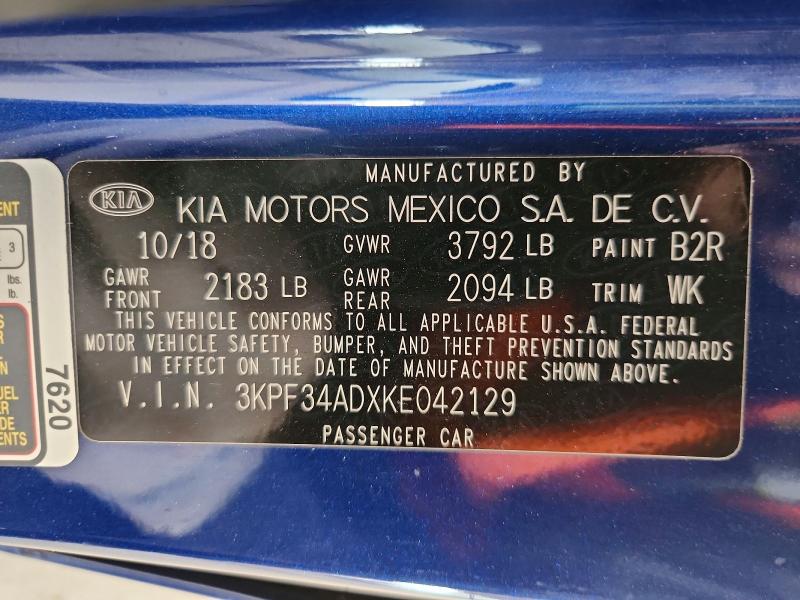 Aukcja sprzedaży 2019 Kia Forte, vin: 3KPF34ADXKE042129, numer aukcji: 64160046