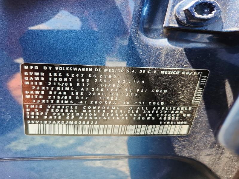 63697456 :رقم المزاد ، 3VV1B7AX0JM028822 vin ، 2018 Volkswagen Tiguan مزاد بيع