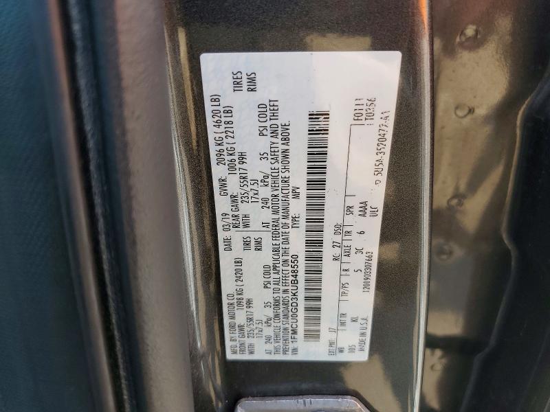 2019 Ford Escape მანქანა იყიდება აუქციონზე, vin: 1FMCU0GD3KUB48550, აუქციონის ნომერი: 64432386
