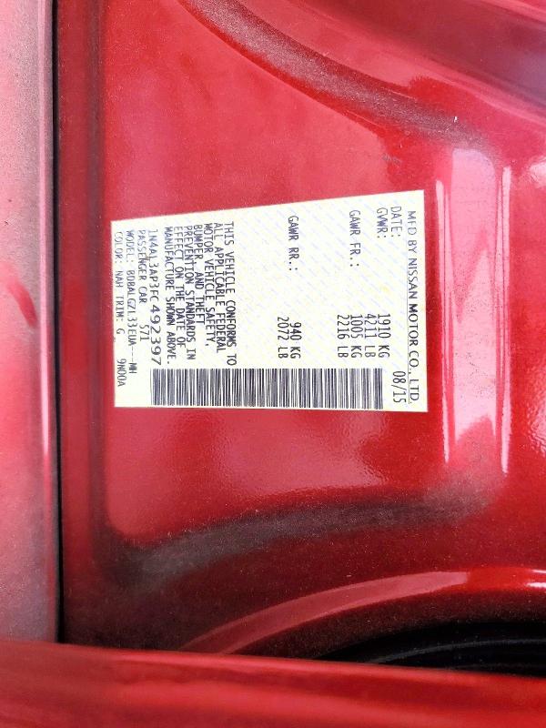 Продажа на аукционе авто 2015 Nissan Altima, vin: 1N4AL3AP3FC492397, номер лота: 66550796