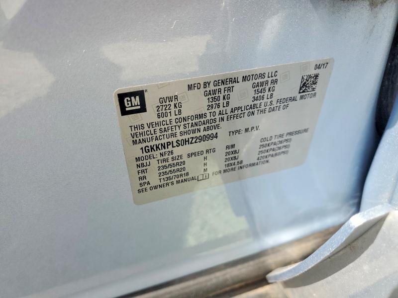 Aukcja sprzedaży 2017 Gmc Acadia, vin: 1GKKNPLS0HZ290994, numer aukcji: 65803866