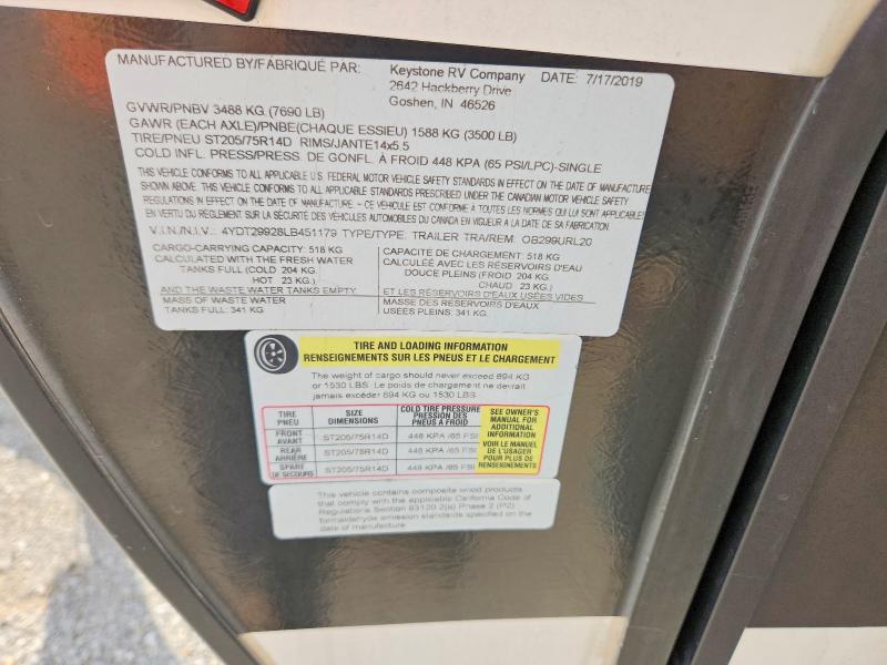 2020 Keystone Outback მანქანა იყიდება აუქციონზე, vin: 4YDT29928LB451179, აუქციონის ნომერი: 65613886