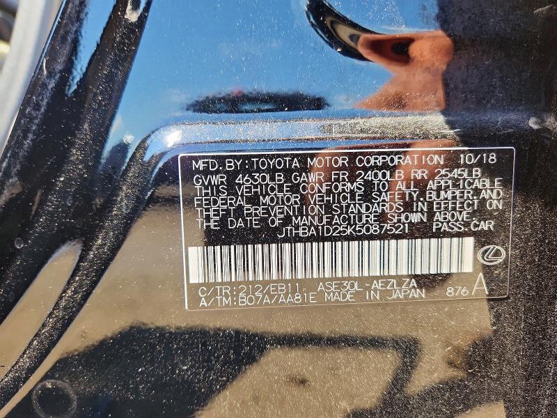 Aukcja sprzedaży 2019 Lexus Is, vin: JTHBA1D25K5087521, numer aukcji: 64208266