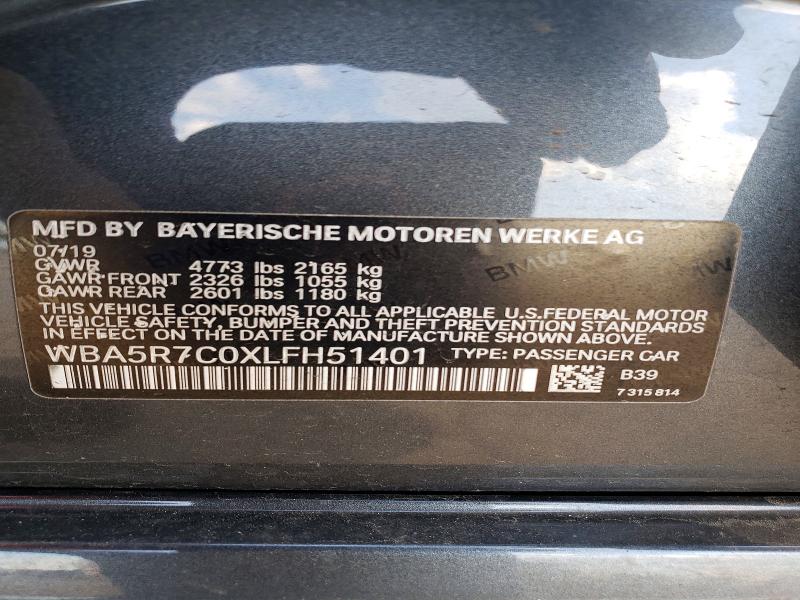 2020 Bmw 330xi მანქანა იყიდება აუქციონზე, vin: WBA5R7C0XLFH51401, აუქციონის ნომერი: 64261266
